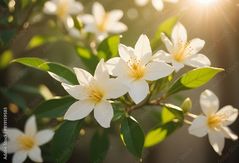 Obraz premium Jasmine flower closeup Realistic Light understand sun light significantly summer flower concept