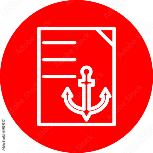 Anchor Text Line White Circle Red Icon Design