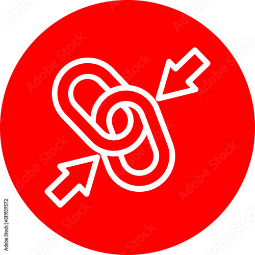 Internal Linking Line White Circle Red Icon Design