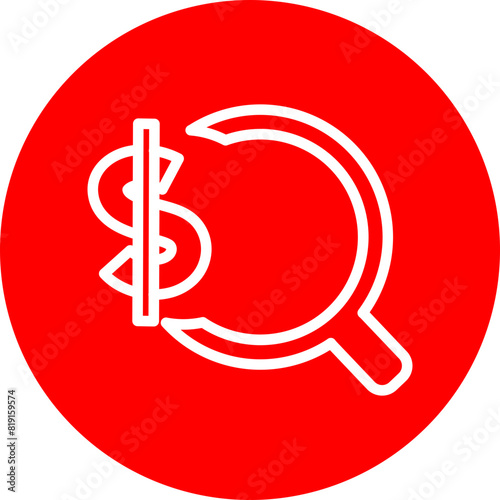 Paid Search Line White Circle Red Icon Design