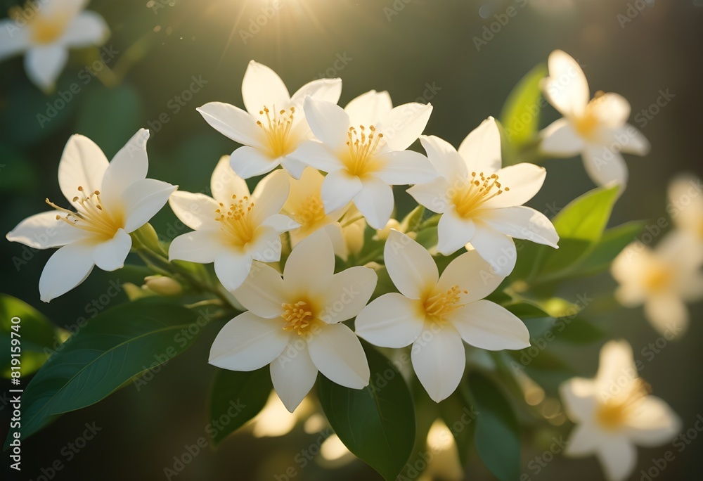 Fototapeta premium Jasmine flower closeup Realistic Light understand sun light significantly summer flower concept
