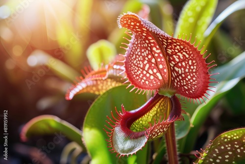 carnivorous plant with intricate patterns and colors to attract its prey