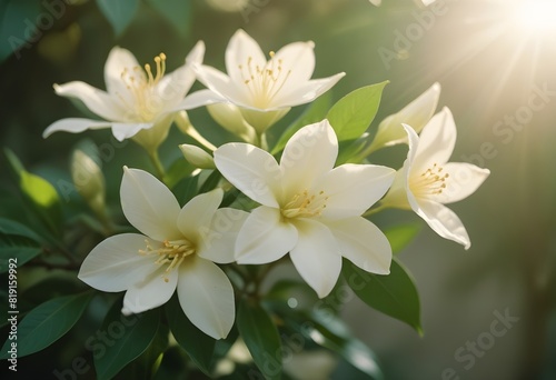 Jasmine flower closeup Realistic Light understand sun light significantly summer flower concept