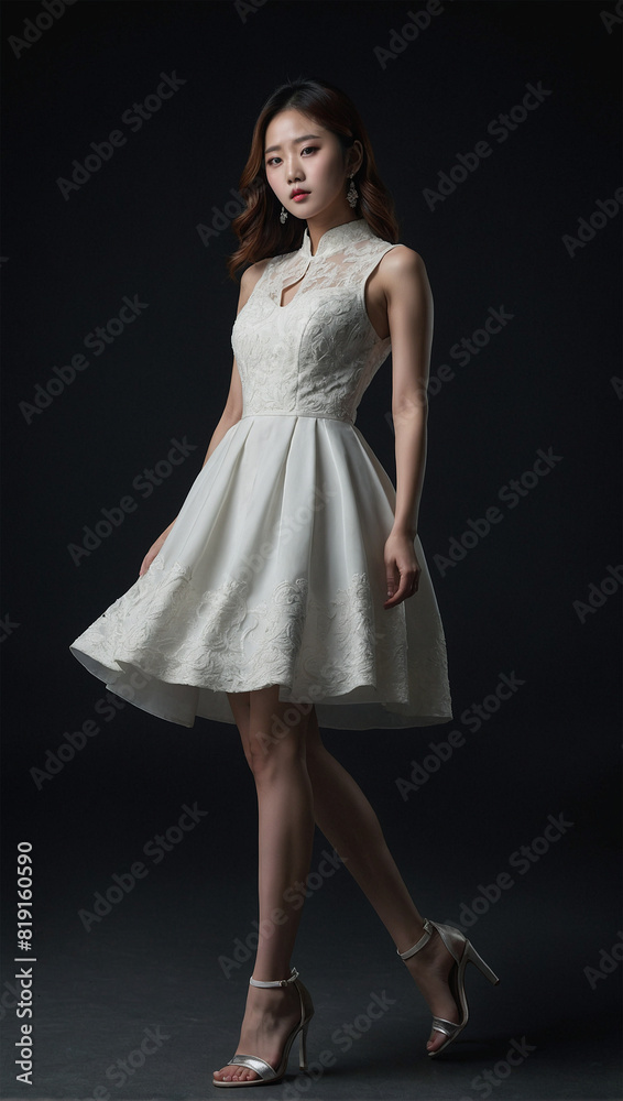 Image of beautiful Korean woman in white dress 3 Image of beautiful Korean woman in white dress 3