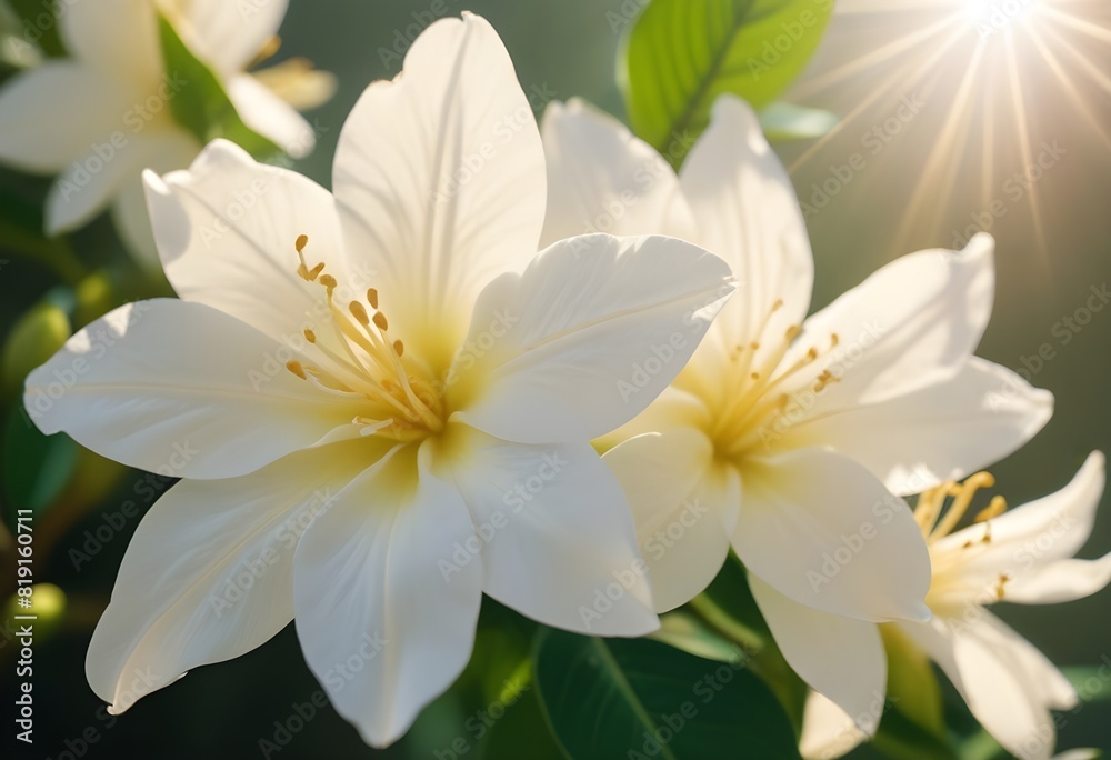 Fototapeta premium Jasmine flower closeup Realistic Light understand sun light significantly summer flower concept