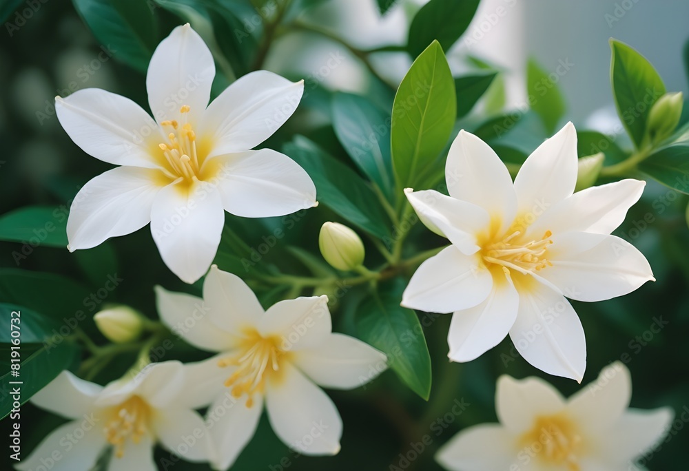Fototapeta premium Jasmine flower closeup Realistic Light understand sun light significantly summer flower concept