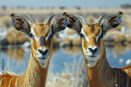 Two Impala antelope in Etosha National Park, Namibia photo
