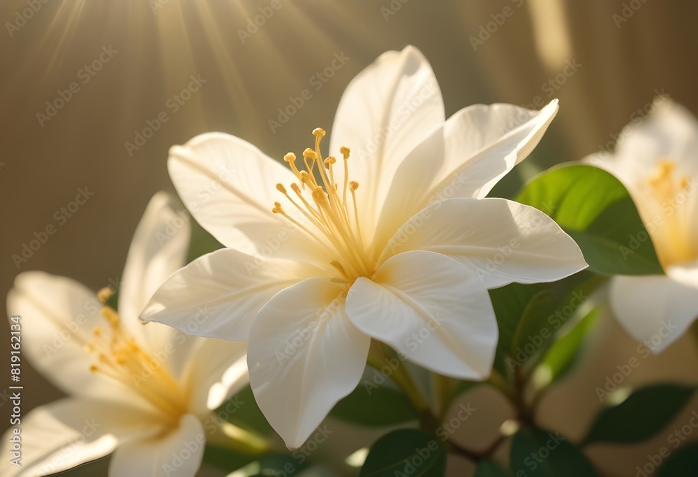 Fototapeta premium Jasmine flower closeup Realistic Light understand sun light significantly summer flower concept