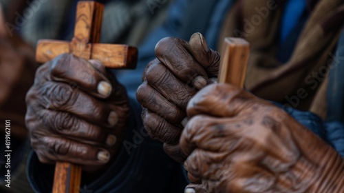 Hands Holding Wooden Crosses © ArtemRich