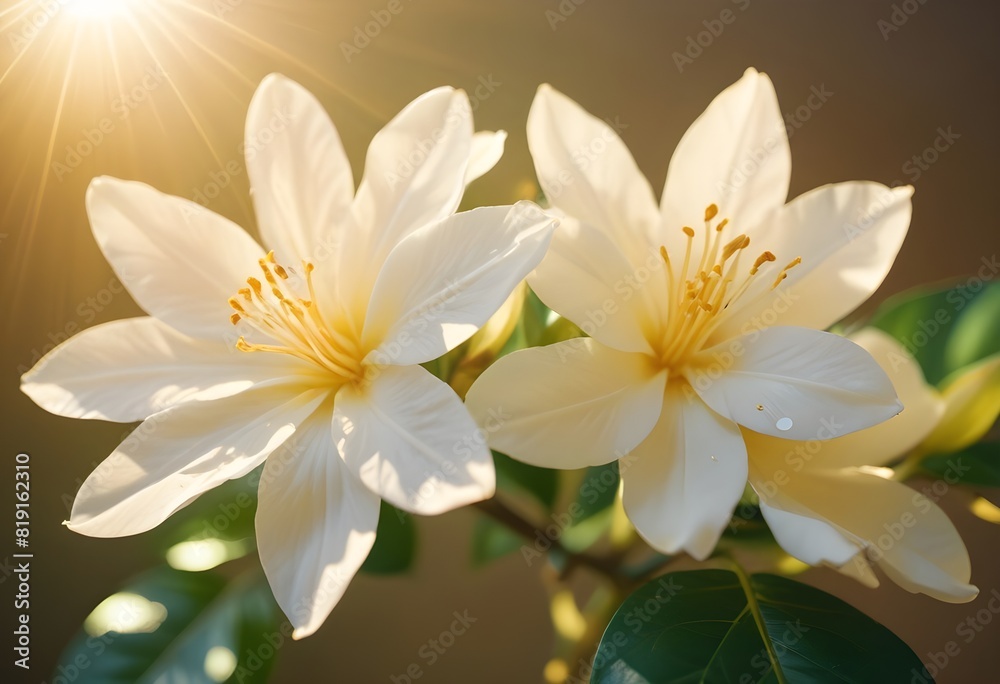 Fototapeta premium Jasmine flower closeup Realistic Light understand sun light significantly summer flower concept