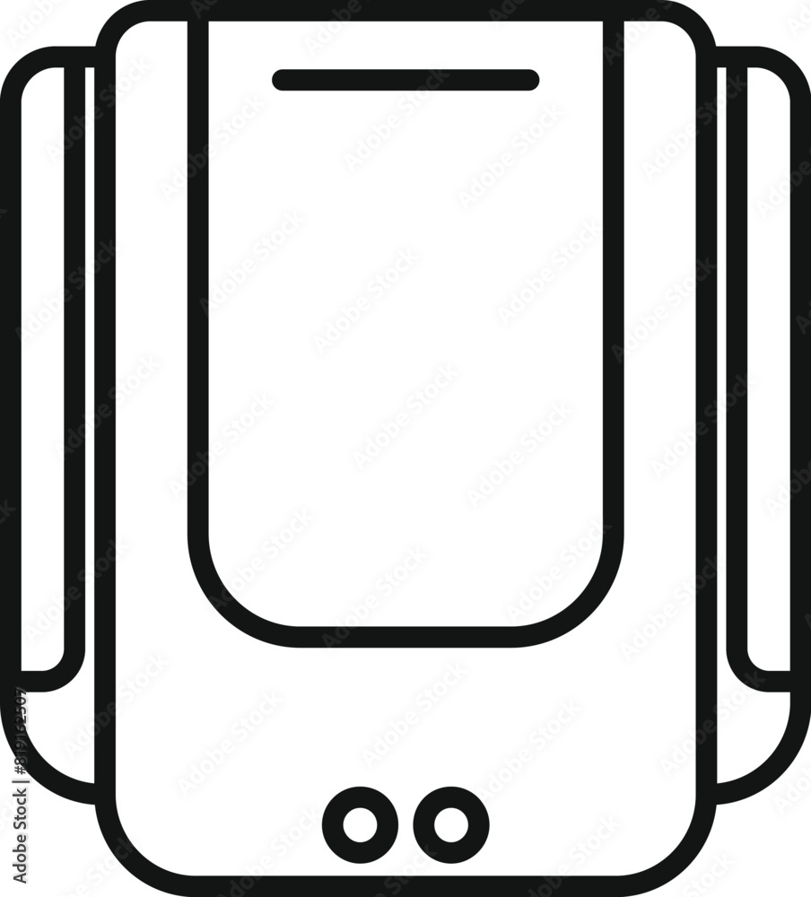 Black and white vector outline of a contemporary, tankless water heating unit Black and white vector outline of a contemporary, tankless water heating unit