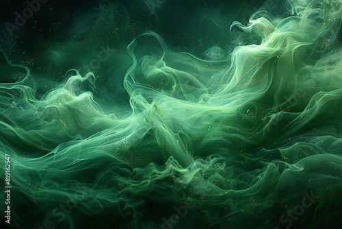 Depicting a green background with whirling green waves, high quality, high resolution photo