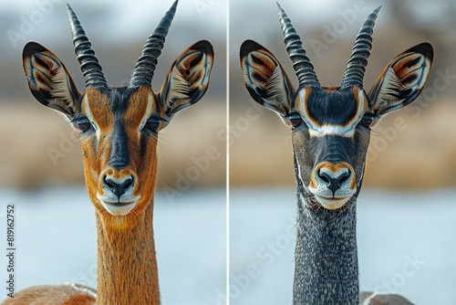 Close-up portrait of an impala (Aepyceros melampus) photo