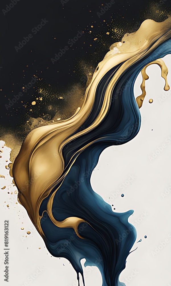 Ink abstract gold paint background art watercolor stone water luxury ...