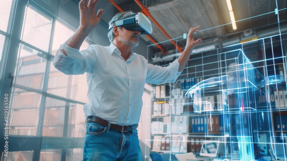 Man Interacting with Virtual Reality