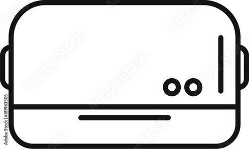 Modern vector illustration of a black and white minimalist outline virtual reality headset icon. Perfect for technology. Gaming. And entertainment. With immersive headmounted display