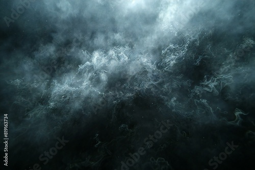 Black fog moving at low speed over dark background in dark smokiness