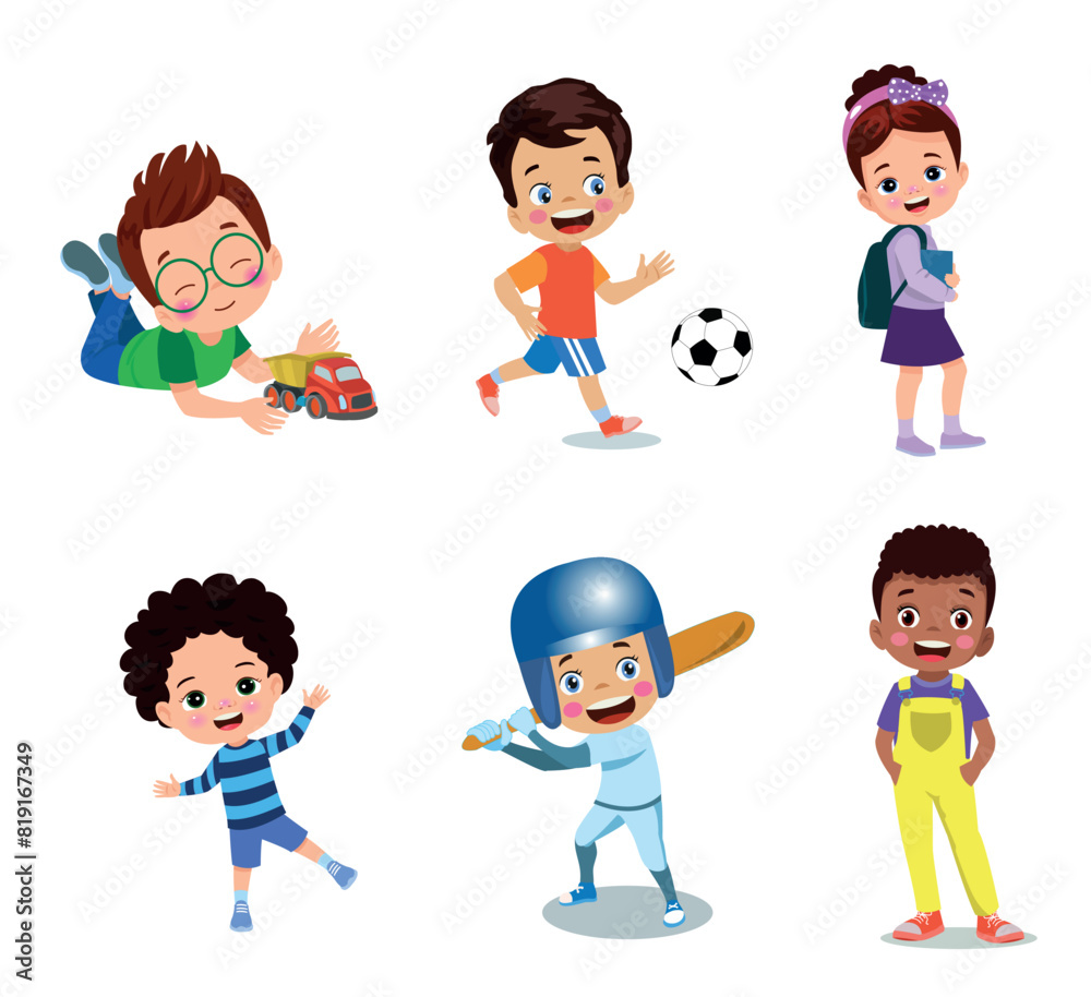vector illustration of students in different postures vector illustration of students in different postures