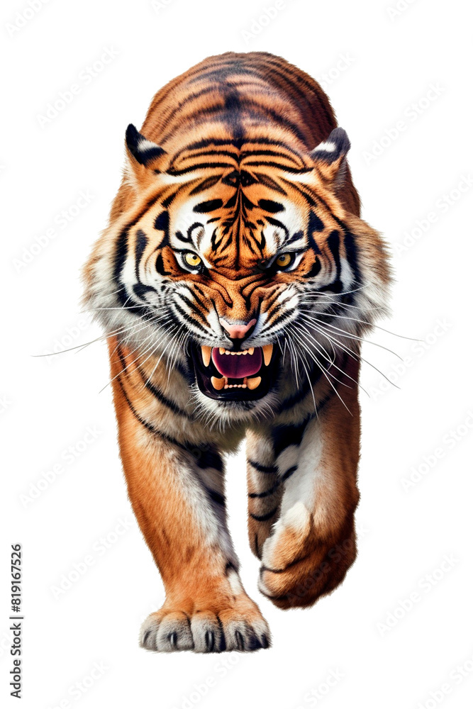 Obraz premium Tiger Image for Stickers, T-Shirt Print, Cap, Mug, Slippers, Mousepad, with Transparent Background PNG