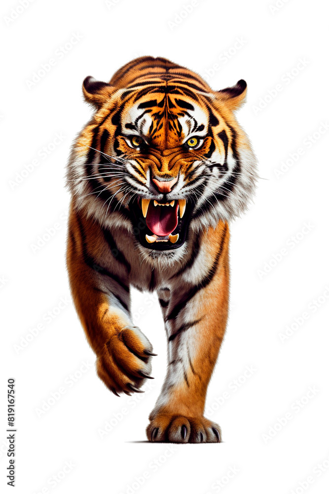 Obraz premium Tiger Image for Stickers, T-Shirt Print, Cap, Mug, Slippers, Mousepad, with Transparent Background PNG