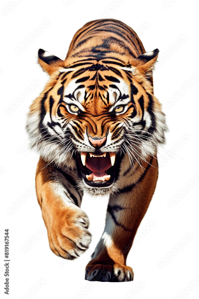 Fototapeta premium Tiger Image for Stickers, T-Shirt Print, Cap, Mug, Slippers, Mousepad, with Transparent Background PNG