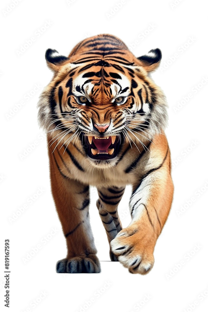 Obraz premium Tiger Image for Stickers, T-Shirt Print, Cap, Mug, Slippers, Mousepad, with Transparent Background PNG