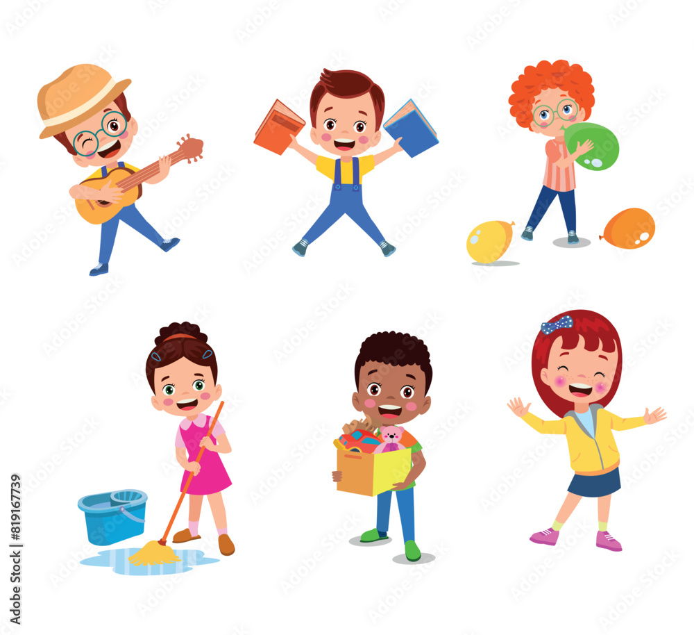 vector illustration of students in different postures vector illustration of students in different postures