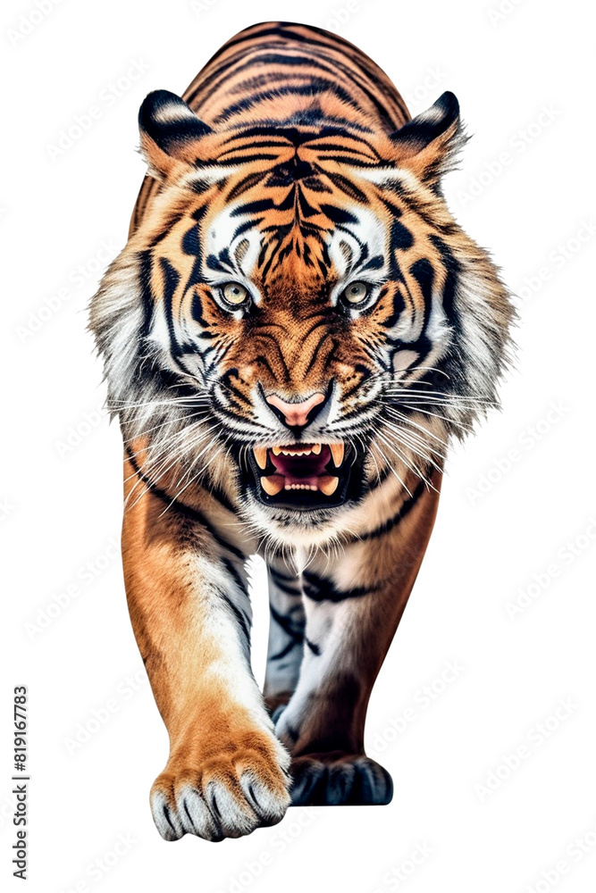 Obraz premium Tiger Image for Stickers, T-Shirt Print, Cap, Mug, Slippers, Mousepad, with Transparent Background PNG