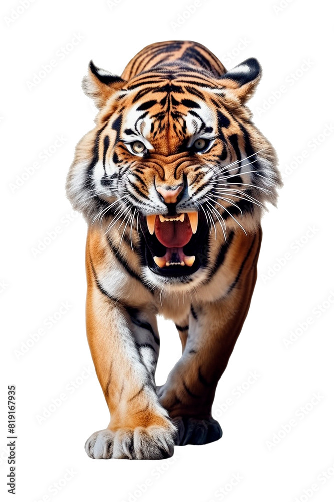 Obraz premium Tiger Image for Stickers, T-Shirt Print, Cap, Mug, Slippers, Mousepad, with Transparent Background PNG