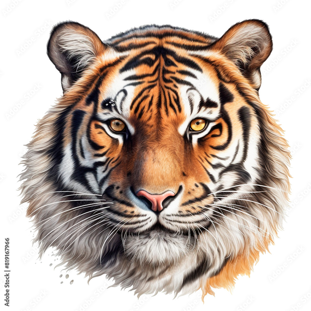 Obraz premium Tiger Image for Stickers, T-Shirt Print, Cap, Mug, Slippers, Mousepad, with Transparent Background PNG