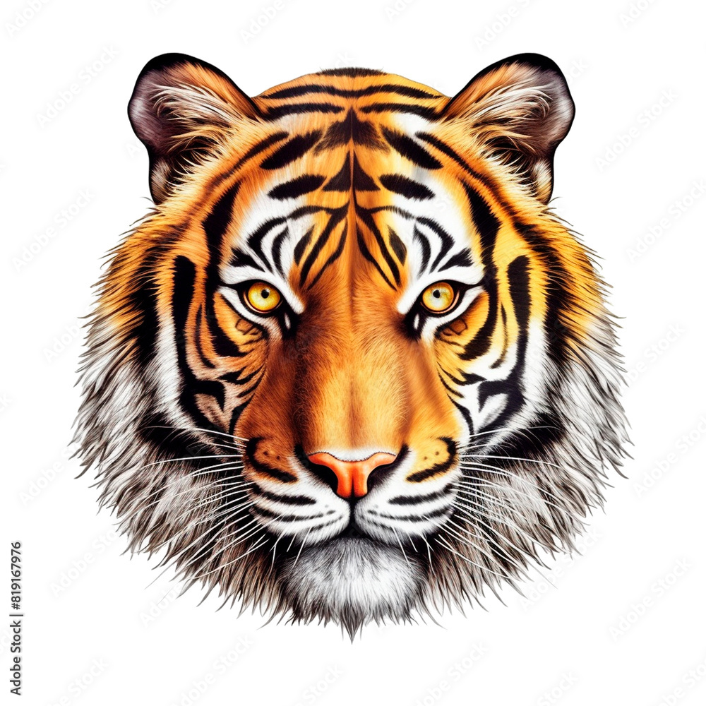 Obraz premium Tiger Image for Stickers, T-Shirt Print, Cap, Mug, Slippers, Mousepad, with Transparent Background PNG