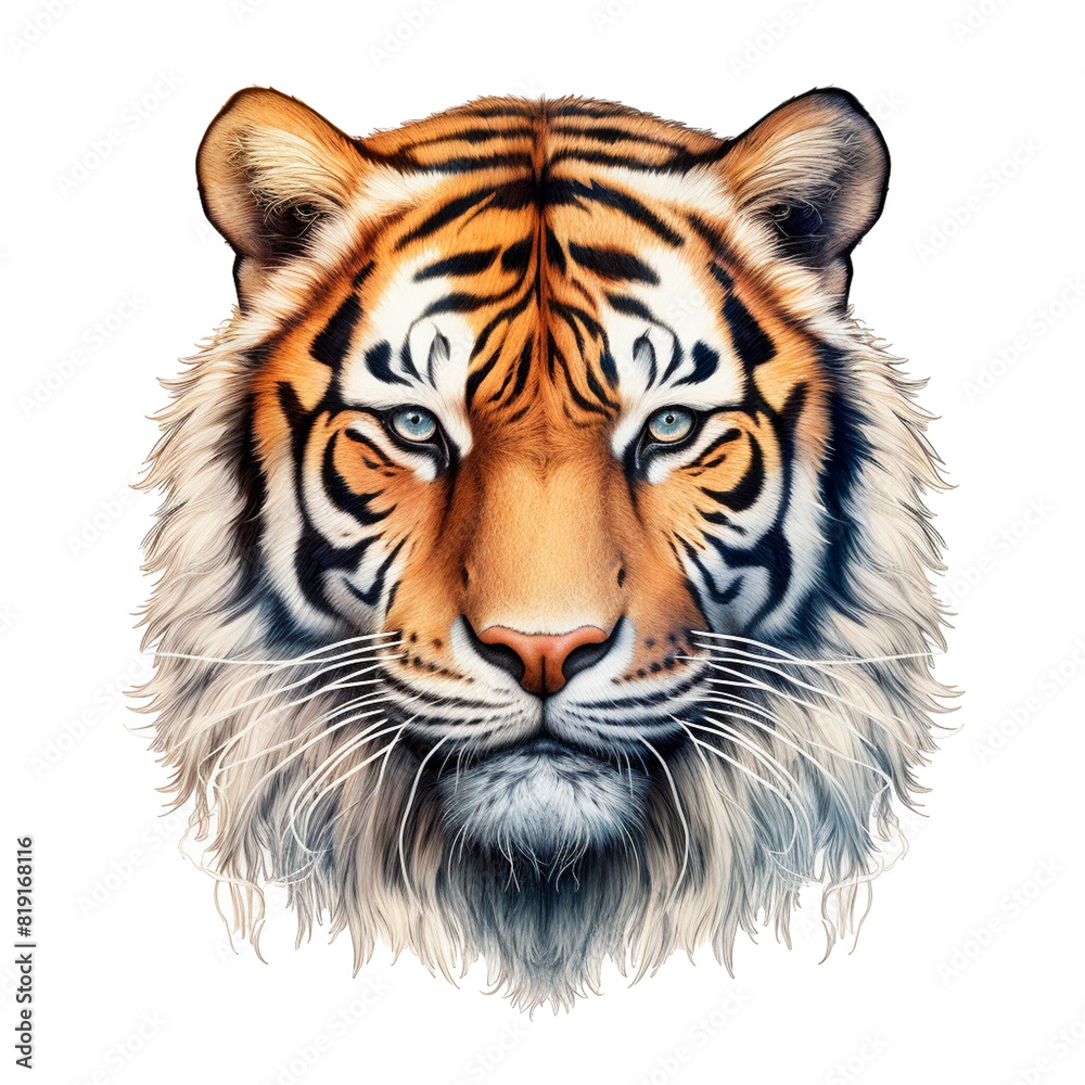 Tiger Image for Stickers, T-Shirt Print, Cap, Mug, Slippers, Mousepad, with Transparent Background PNG