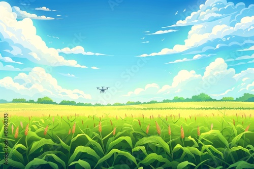 Smart digital views for sustainable flight farming in automated field farming with smart farming technology and unmanned aerial vehicles for crop equipment.
