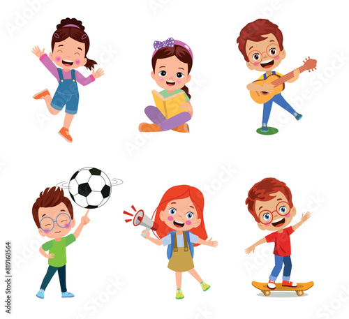 vector illustration of students in different postures
