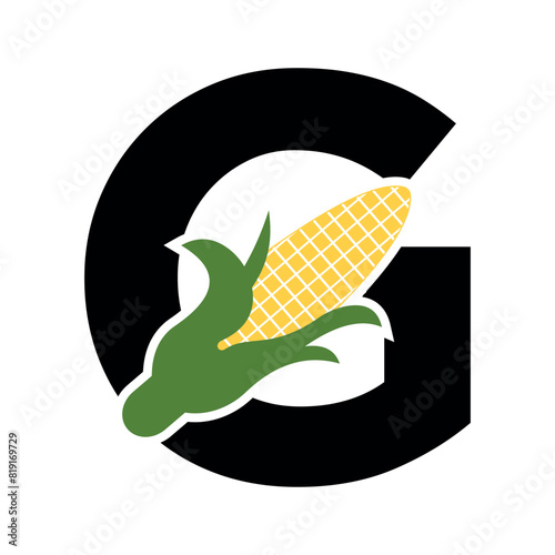 Initial Corncob Logo combine with letter G vector template