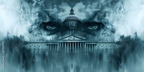 Capitol building designed with a sinister face representing government overreach. Concept Architecture, Government, Sinister, Art, Power photo