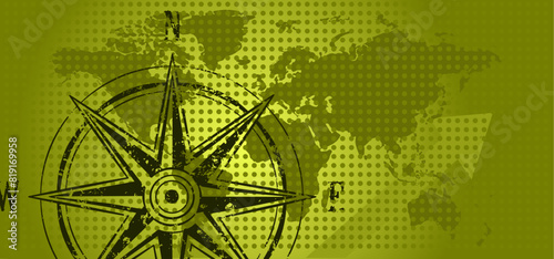 Map and compass background - vector illustration