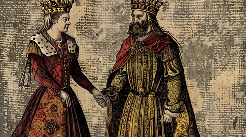 Medieval Royalty Wedding Engraving photo
