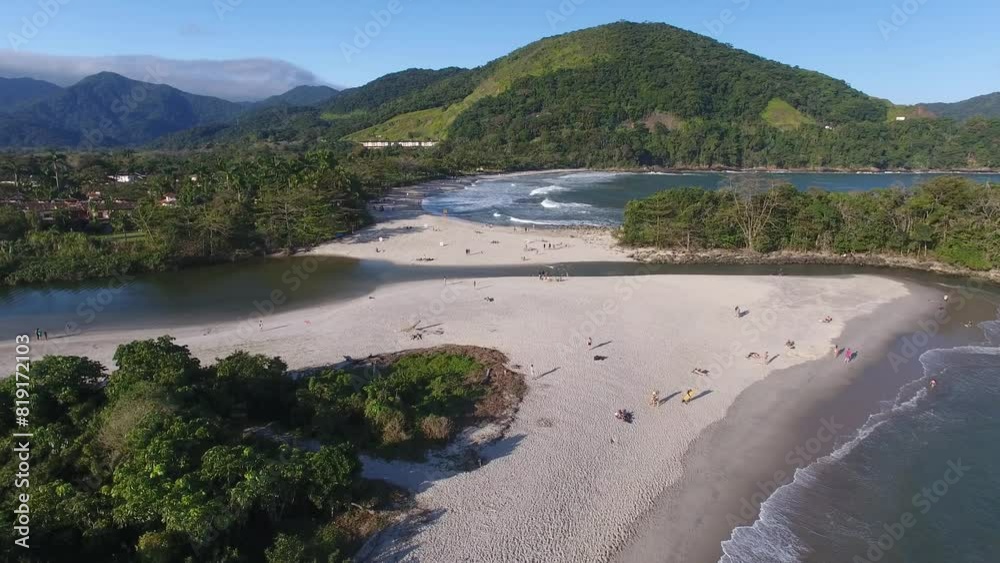 Aerial view of Cambury Beach - São Sebastião, São Paulo, Brazil Aerial view of Cambury Beach - São Sebastião, São Paulo, Brazil