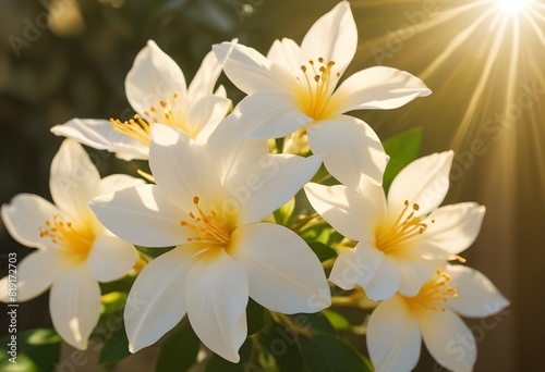 Jasmine flower closeup Realistic Light understand sun light significantly summer flower concept