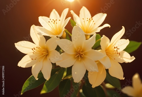 Jasmine flower closeup Realistic Light understand sun light significantly summer flower concept