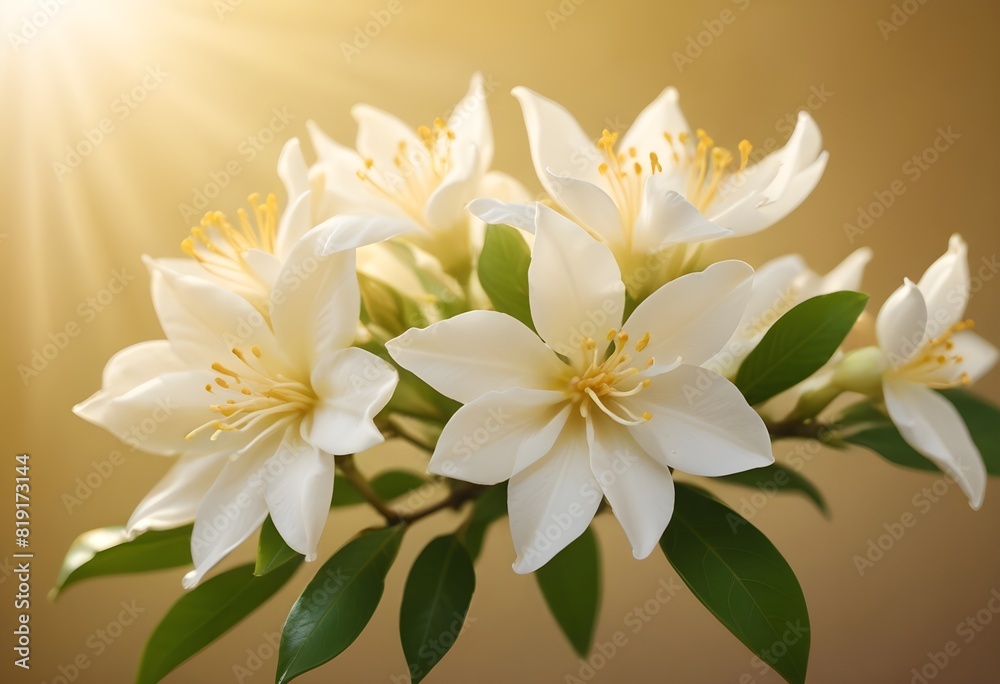 Fototapeta premium Jasmine flower closeup Realistic Light understand sun light significantly summer flower concept