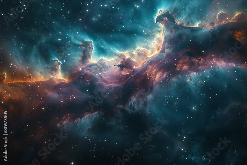 Digital artwork of  nebula and the space it inhabits, high quality, high resolution photo