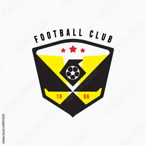 football club with ball and eagle badge emblem logo illustration design. classic football soccer badge design