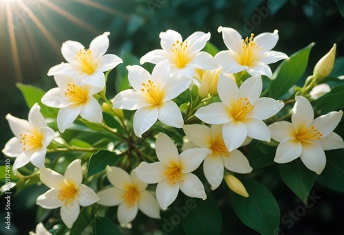 Jasmine flower closeup Realistic Light understand sun light significantly summer flower concept