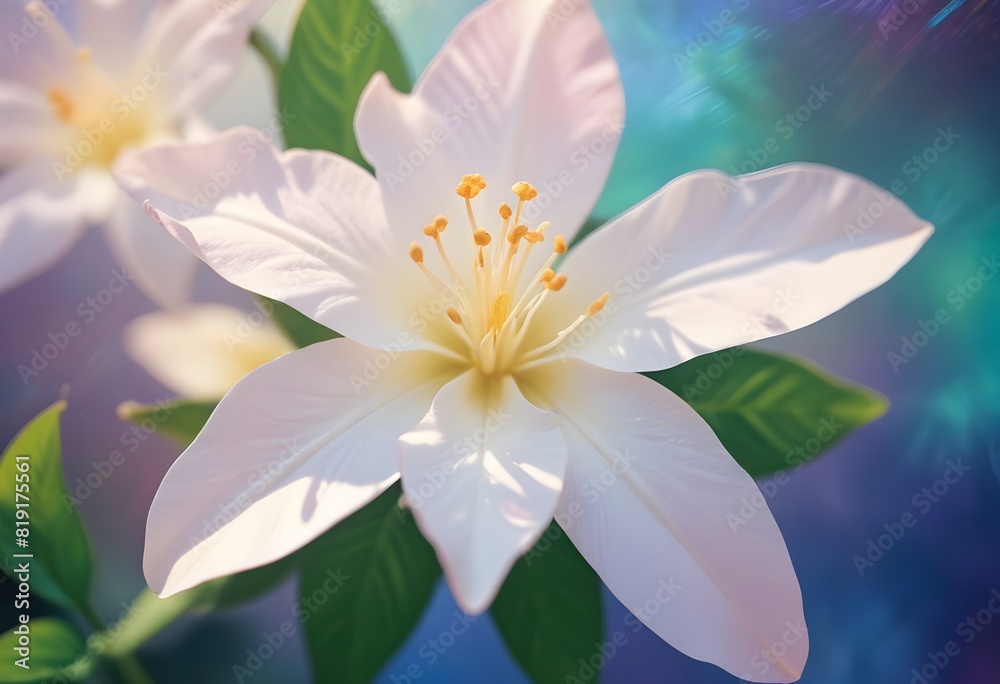 Fototapeta premium Jasmine flower closeup Realistic Light understand sun light significantly summer flower concept