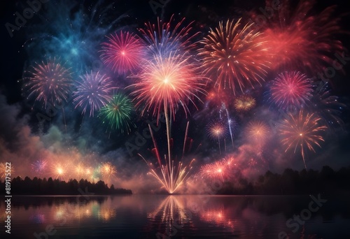 Vibrant Fireworks Illuminate the Dusky Sky