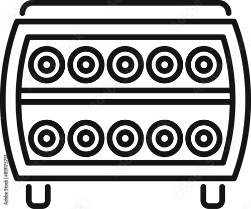 Black and white line art of a classic bingo ball lottery machine
