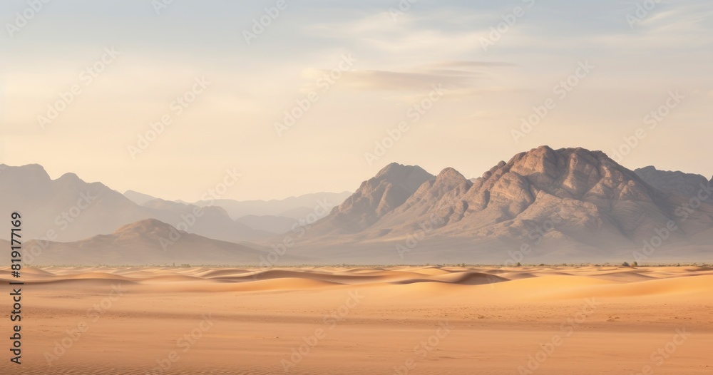 Desert landscape with mountains in the background Desert landscape with mountains in the background