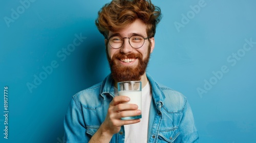 Man Enjoying a Fresh Milk Glass © MP Studio